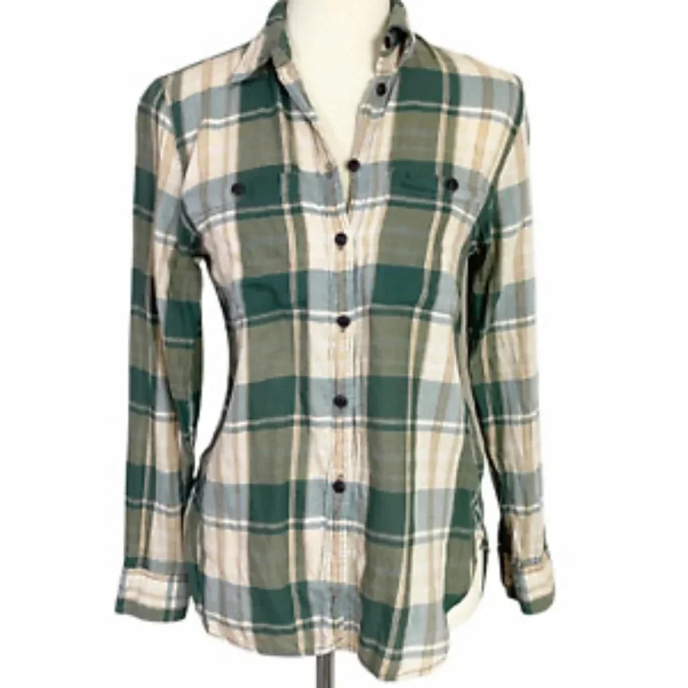 Ralph Lauren Denim & Supply Shirt Womens Button Up Plaid RL Utility Green